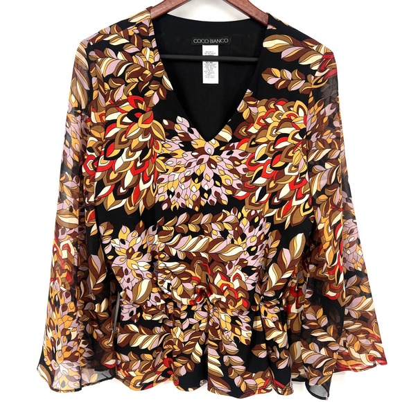 Coco Bianco Tops - Coco Bianco Womens Size Large Floral Blouse Shirt Top Ruffles Summer